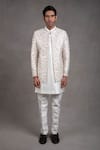 Buy_RNG Safawala_White Jacket - Raw Silk Embroidered Floral And Kurta Set _at_Aza_Fashions