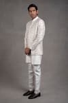 RNG Safawala_White Jacket - Raw Silk Embroidered Floral And Kurta Set _Online_at_Aza_Fashions