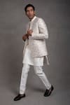 Buy_RNG Safawala_White Jacket - Raw Silk Embroidered Floral And Kurta Set _Online_at_Aza_Fashions