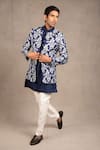 Buy_RNG Safawala_Blue Jacket - Raw Silk Embroidered Floral And Kurta Set _Online_at_Aza_Fashions