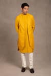 Buy_RNG Safawala_Yellow Bundi - Raw Silk Embroidered Geometric And Kurta Set For Kids For Kids_Online_at_Aza_Fashions