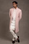 Buy_RNG Safawala_Pink Jacket - Blended Silk Embroidered Floral Sherwani And Kurta Set_at_Aza_Fashions