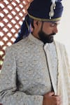 Shop_RNG Safawala_Blue Silk Blend Embroidered Sherwani Set For Kids For Kids_Online_at_Aza_Fashions