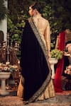 Shop_Ranian_Gold Silk Tissue Lehenga Set With Black Dupatta _at_Aza_Fashions