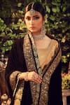 Ranian_Gold Silk Tissue Lehenga Set With Black Dupatta _Online_at_Aza_Fashions