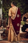 Shop_Ranian_Gold Silk Tissue Kurta Set With Rosewood Maroon Dupatta _at_Aza_Fashions