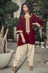 Buy_Ranian_Maroon Velvet Kurta And Salwar Set _at_Aza_Fashions