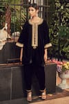 Buy_Ranian_Black Velvet Kurta And Salwar Set_at_Aza_Fashions