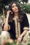 Ranian_Black Velvet Kurta And Salwar Set _Online_at_Aza_Fashions