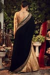 Shop_Ranian_Gold Silk Tissue Lehenga Set With Midnight Blue Dupatta _at_Aza_Fashions