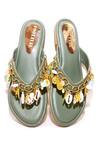 Buy_Foot Fuel_Green Road Rani Embellished Flats _at_Aza_Fashions
