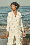 Vidhi Wadhwani_White Stretch Crepe Embroidered Blazer And Pant Set_Online_at_Aza_Fashions