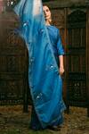 Shop_Priyal Bhardwaj_Blue Kurta Set Poly Silk, Stole Organza Bird Round With Embroidered Dupatta _at_Aza_Fashions