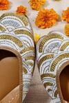 Feetoes Shoes_White Embroidered Juttis_Online_at_Aza_Fashions