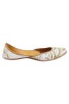 Shop_Feetoes Shoes_White Embroidered Juttis_Online_at_Aza_Fashions