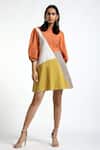 Buy_Madder Much_Multi Color Cotton Plain Round Rosa Colorblock Dress _at_Aza_Fashions