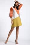 Buy_Madder Much_Multi Color Cotton Plain Round Rosa Colorblock Dress _Online_at_Aza_Fashions