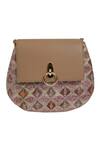 Buy_The Leather Garden_Beige Embroidered Flap Sling Bag_Online_at_Aza_Fashions