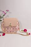 Buy_The Leather Garden_Beige Embroidered Flap Sling Bag_at_Aza_Fashions