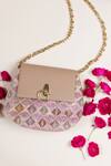 Shop_The Leather Garden_Beige Embroidered Flap Sling Bag_Online_at_Aza_Fashions