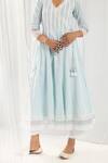 Buy_Roze_Blue Cotton, Chiffon Lace, Embroidery Scoop Neck Aria Panelled Angrakha Set _Online_at_Aza_Fashions