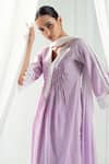 Buy_Roze_Purple Cotton, Handloom Cotton, Chiffon Lace, Iris Front Pleated Kurta Set _Online_at_Aza_Fashions
