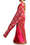 Kiran Uttam Ghosh_Pink Pleated Polyester Printed Saree  _Online_at_Aza_Fashions