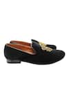 Buy_Domani_Black Handcrafted Velvet Loafers _Online_at_Aza_Fashions