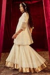 Roze Ivory Dupatta Original Mukaish Organza, Kurta Silk Jodha Jacquard Peplum Set Online at Aza Fashions Roze_Ivory Dupatta Original Mukaish Organza, Kurta Silk Jodha Jacquard Peplum Set _Online_at_Aza_Fashions