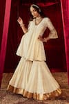 Buy Roze Ivory Dupatta Original Mukaish Organza, Kurta Silk Jodha Jacquard Peplum Set Online at Aza Fashions Buy_Roze_Ivory Dupatta Original Mukaish Organza, Kurta Silk Jodha Jacquard Peplum Set _Online_at_Aza_Fashions