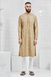 Buy_Rajesh Pratap Singh_Cream Katan Embroidered Kurta Set _at_Aza_Fashions