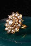 Riana Jewellery_Gold Plated Stone Floral Ring _Online_at_Aza_Fashions