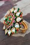 Buy_Riana Jewellery_Gold Plated Stones Floral Ring _at_Aza_Fashions