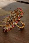 Riana Jewellery_Gold Plated Stone Floral Ring _Online_at_Aza_Fashions