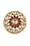 Riana Jewellery_Gold Plated Real Jadtar Stones Floral Carved Ring _Online_at_Aza_Fashions