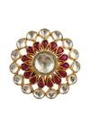 Riana Jewellery_Gold Plated Real Jadtar Stones Floral Carved Ring _Online_at_Aza_Fashions