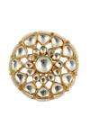 Riana Jewellery_Gold Plated Real Jadtar Stones Floral Motif Ring _Online_at_Aza_Fashions