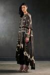 Buy_Rajdeep Ranawat_Black Silk Caprice Bandhani Print Cape Tunic And Pant Set  _Online_at_Aza_Fashions