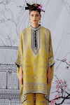 Buy_Rajdeep Ranawat_Yellow Silk Printed Band Chanel Tunic  _at_Aza_Fashions