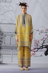 Buy_Rajdeep Ranawat_Yellow Silk Printed Band Chanel Tunic  _Online_at_Aza_Fashions