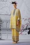 Shop_Rajdeep Ranawat_Yellow Silk Printed Band Chanel Tunic  _Online_at_Aza_Fashions