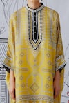 Rajdeep Ranawat_Yellow Silk Printed Band Chanel Tunic  _at_Aza_Fashions