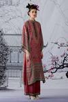Rajdeep Ranawat_Maroon Silk Gayatri Printed Kurta Set_Online_at_Aza_Fashions