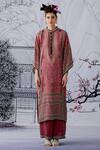 Buy_Rajdeep Ranawat_Maroon Silk Gayatri Printed Kurta Set_at_Aza_Fashions