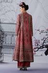 Shop_Rajdeep Ranawat_Maroon Silk Ada Printed Anarkali Set_at_Aza_Fashions
