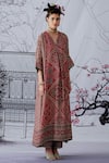 Rajdeep Ranawat_Pink Silk Embroidery V Neck Banera Tunic And Palazzo Set  _Online_at_Aza_Fashions