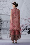 Shop_Rajdeep Ranawat_Pink Silk Embroidery Open Devi Jacket And Palazzo Set  _at_Aza_Fashions