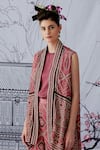 Buy_Rajdeep Ranawat_Pink Silk Embroidery Open Devi Jacket And Palazzo Set  _Online_at_Aza_Fashions