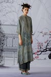 Rajdeep Ranawat_Grey Silk Ghazala Tunic And Palazzo Set_Online_at_Aza_Fashions
