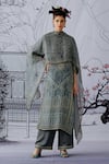 Buy_Rajdeep Ranawat_Grey , Satin, Kota Band Ghazala Tunic Set_at_Aza_Fashions